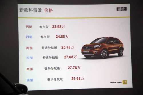 广州大兴12款科雷傲激情上市 售价22.98万元-29.68万元