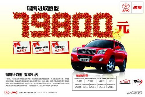 瑞鹰SUV新春亮“价” 进取版售7.98万