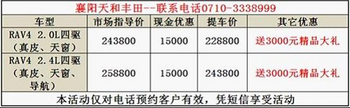 襄阳一汽丰田RAV4综合优惠1.8万元