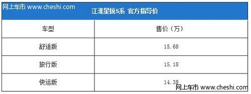 台州铭峰 江淮星锐5系台州地区正式上市