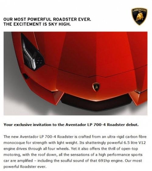 11月12日发布 兰博基尼Aventador敞篷版