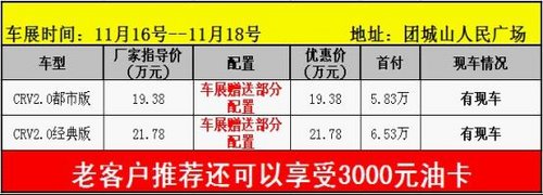 黄石东风本田冬季购车CRV首付5.8万
