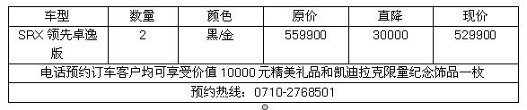 襄阳星凯凯迪拉克SRX圣诞车型直降3万
