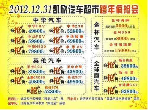 2012年12月31日凯欣汽车超市疯抢会
