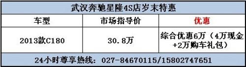 奔驰武汉2013款C180综合优惠60000