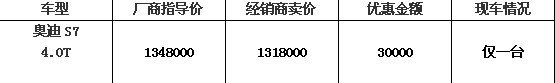 宜昌奥迪S7现金直降3万元现车一台销售