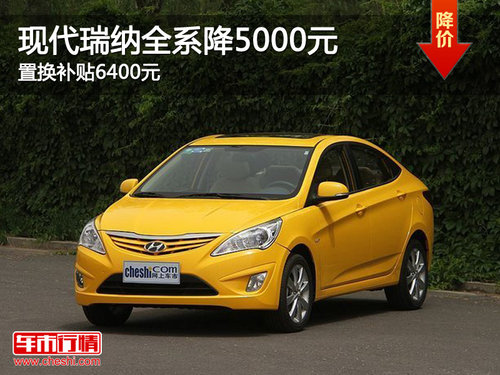 现代瑞纳全系降5000元 置换补贴6400元
