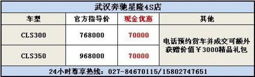 武汉奔驰CLS现金优惠70000元