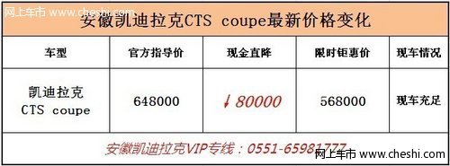 安徽凯迪拉克CTS coupe最高综合优惠80000元
