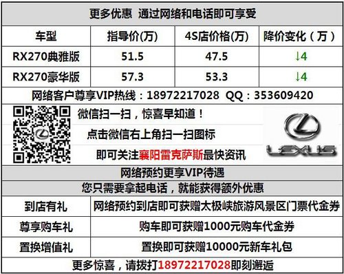 襄阳雷克萨斯二手车置换RX最高优惠4万