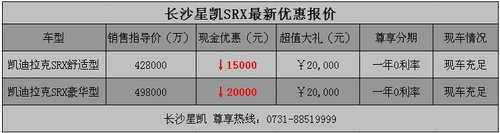 长沙恒信凯迪拉克SRX优惠4万元
