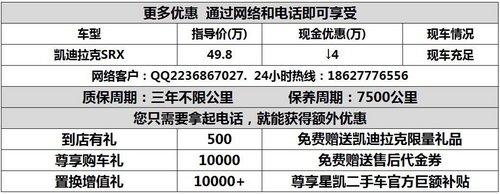 武汉凯迪拉克SRX现金优惠4万送2万礼包