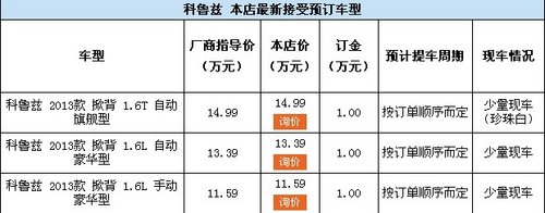 孝感雪佛兰科鲁兹掀背车部分现车到店