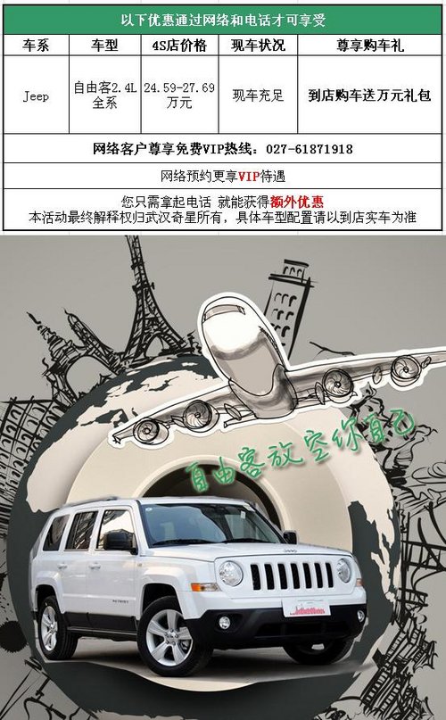 武汉Jeep自由客少量现车 购车送万元礼包