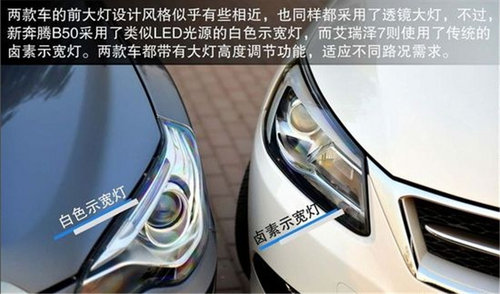 满足空间/配置要求 奇瑞艾瑞泽7对比一汽新奔腾B50