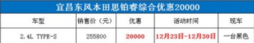 宜昌东风本田思铂睿最高综合优惠20000