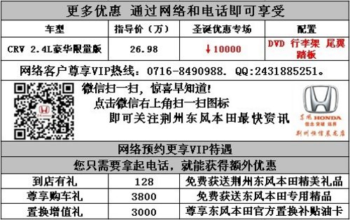 荆州本田圣诞跨年特卖会CRV惠10000