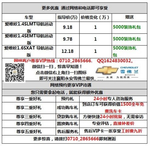 襄阳爱唯欧特惠版车型直降10000限一台