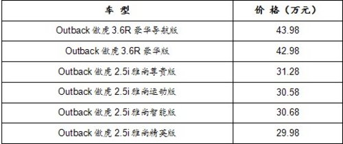 斯巴鲁傲虎南京上市 售29.98-43.98万