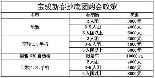 宝骏新春抄底团购惠—2人成团 给力开团