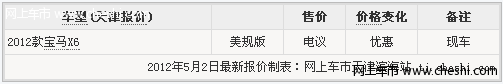 2012款宝马X6越野报价美规版 天津现车最新资讯