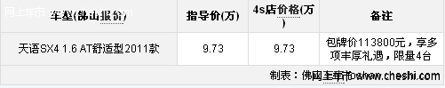 天语SX4超值版特惠价113800元 限量4台