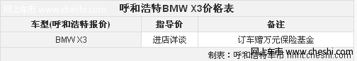 拿钥匙 呼和浩特BMW X3订车赠万元保险基金