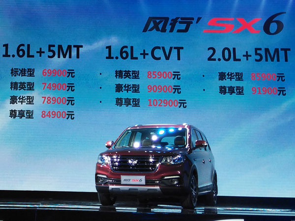 东风风行SX6正式上市 售6.99-10.29万元-图1