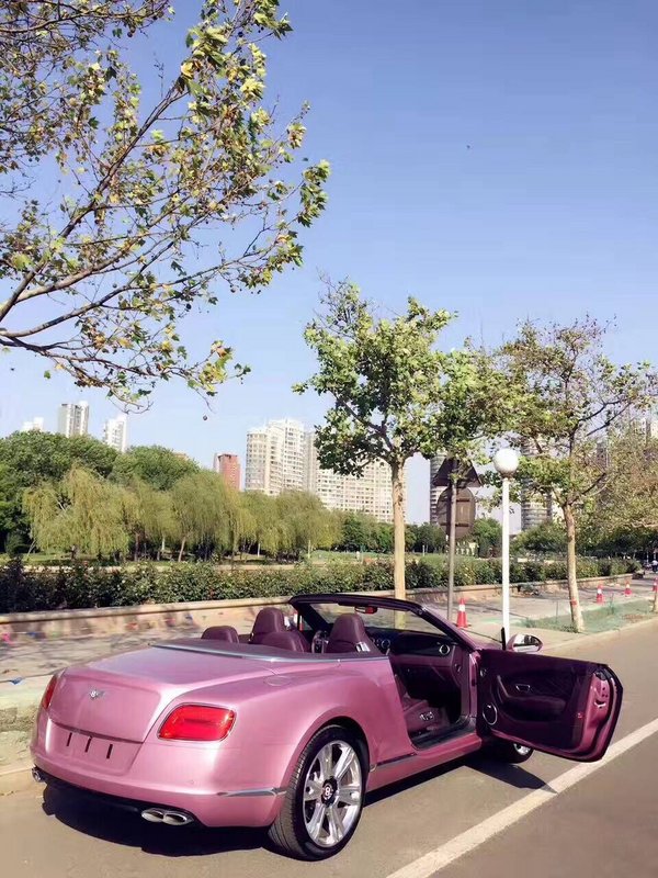 宾利GTC敞篷超跑 高级金属漆浪漫粉红色-图6
