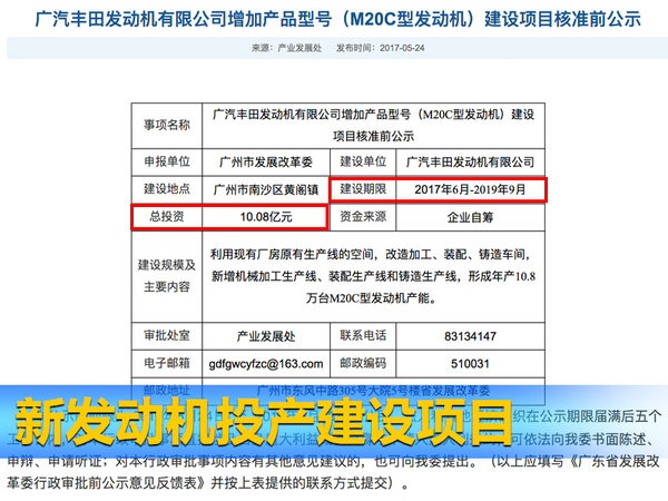 广丰斥资10亿产全新2.5L发动机 年产10万台-图1