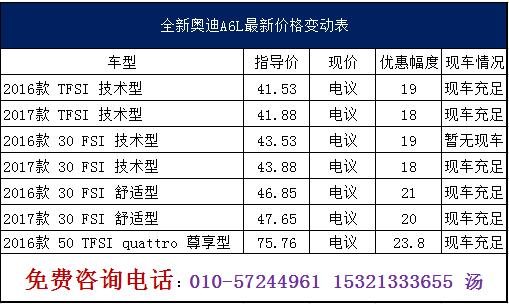 奥迪A6L最高优惠20万送礼 A6L哪款更划算-图1