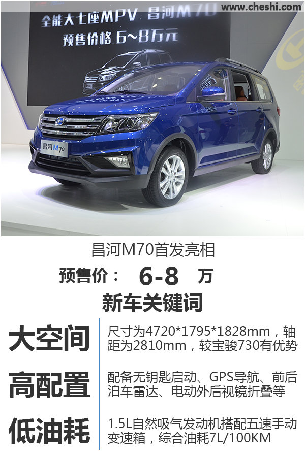 昌河全新高端MPV-M70首发 预售6-8万元-图1