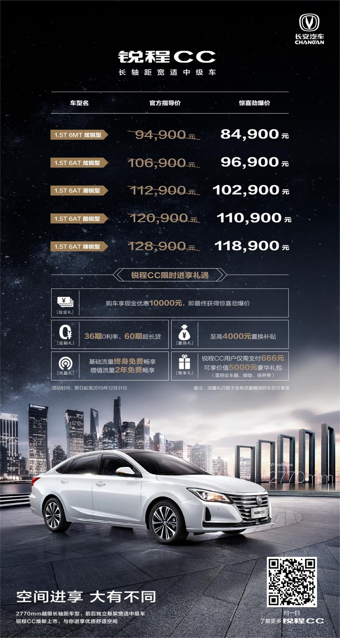 空间、颜值同步升级 锐程CC 9.49万元起