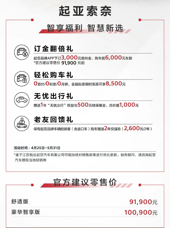 起亚索奈售9.19万起比奕跑更小 搭L2级辅助驾驶-图4