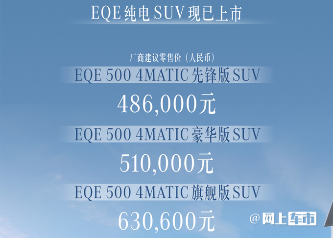 奔驰新EQE SUV售48.6万起动力大涨 增空气悬挂-图1