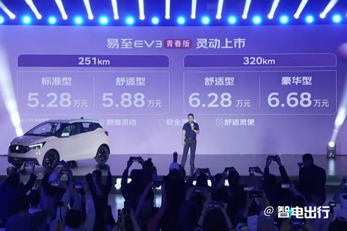 官降3萬江鈴新易至EV3售5.28-6.68萬 續(xù)航升級-圖1