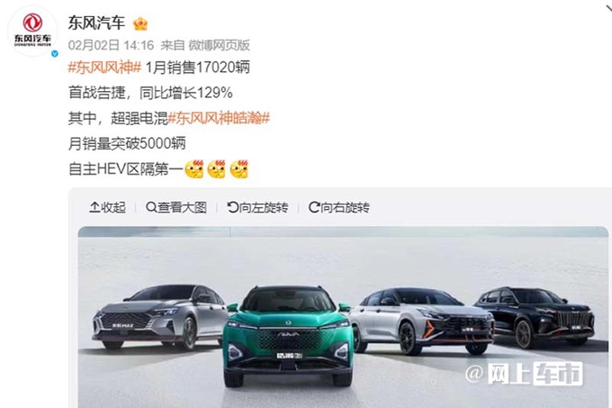 强势开局东风风神1月销量大涨129 皓瀚突破5000台-图1