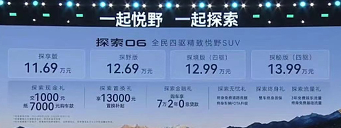 官降1.3万奇瑞探索06售11.69-13.99万 搭1.6T+四驱-图1