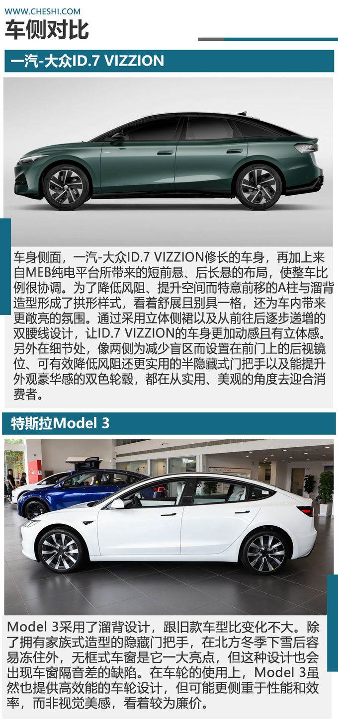 都是标杆级新品一汽-大众ID.7 VIZZION与Model 3谁更务实-图4