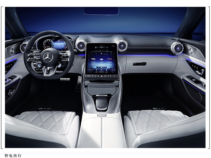 奔驰全新SL内饰曝光2+2经典座椅布局/超大触摸屏-图1