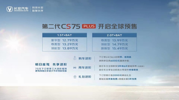 长安汽车第二代CS75PLUS预售价12.79万元起！-图1