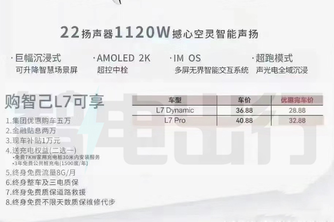 新智己L7或10月上市换低容量电池 现款清库优惠8万-图3