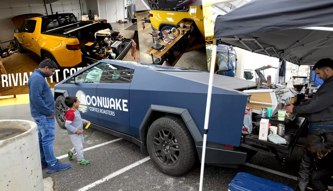 外放电很实用电动皮卡移动咖啡吧越来越受老外欢迎-图1