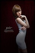 韩国美女车模黄美姬，性感紧身裙