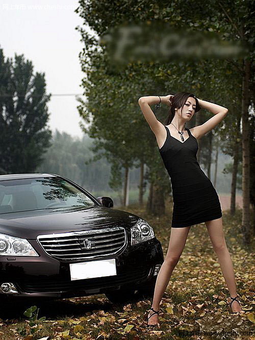 妩媚诱惑 黑色短裙性感车模展现迷人风姿