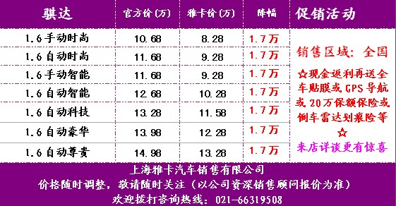 日产骊威、骐达、逍客优惠促销中!!!-上海雅卡汽车销售有限公高清图片