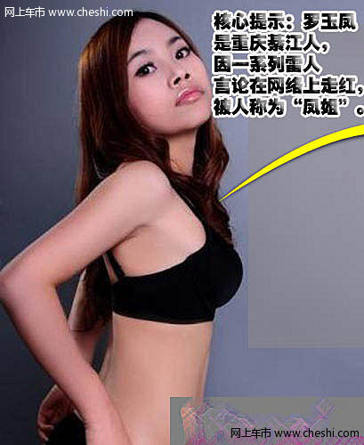 核心提示：罗玉凤是重庆綦江人，因一系列雷人言论在网络上走红，被人称为“凤姐”。她自称懂诗画、会弹琴，精通古汉语，自称“9岁起博览群书，20岁达到顶峰，智商前300年后300年无人能及”。现主要研读经济类和《知音》、《故事会》等人文社科类书籍。近日，凤姐公开了一组内衣写真。
