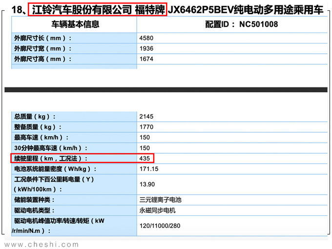 福特新款领界ev参数曝光 续航里程提升75km-图2